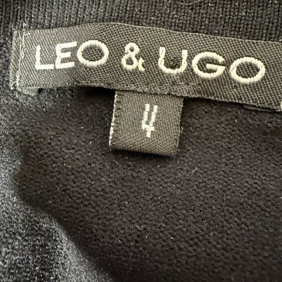 Leo & Ugo Black Back Ruffle Detail Button/Snap Front Cardigan Front Pockets Sz 4 - Picture 3 of 13
